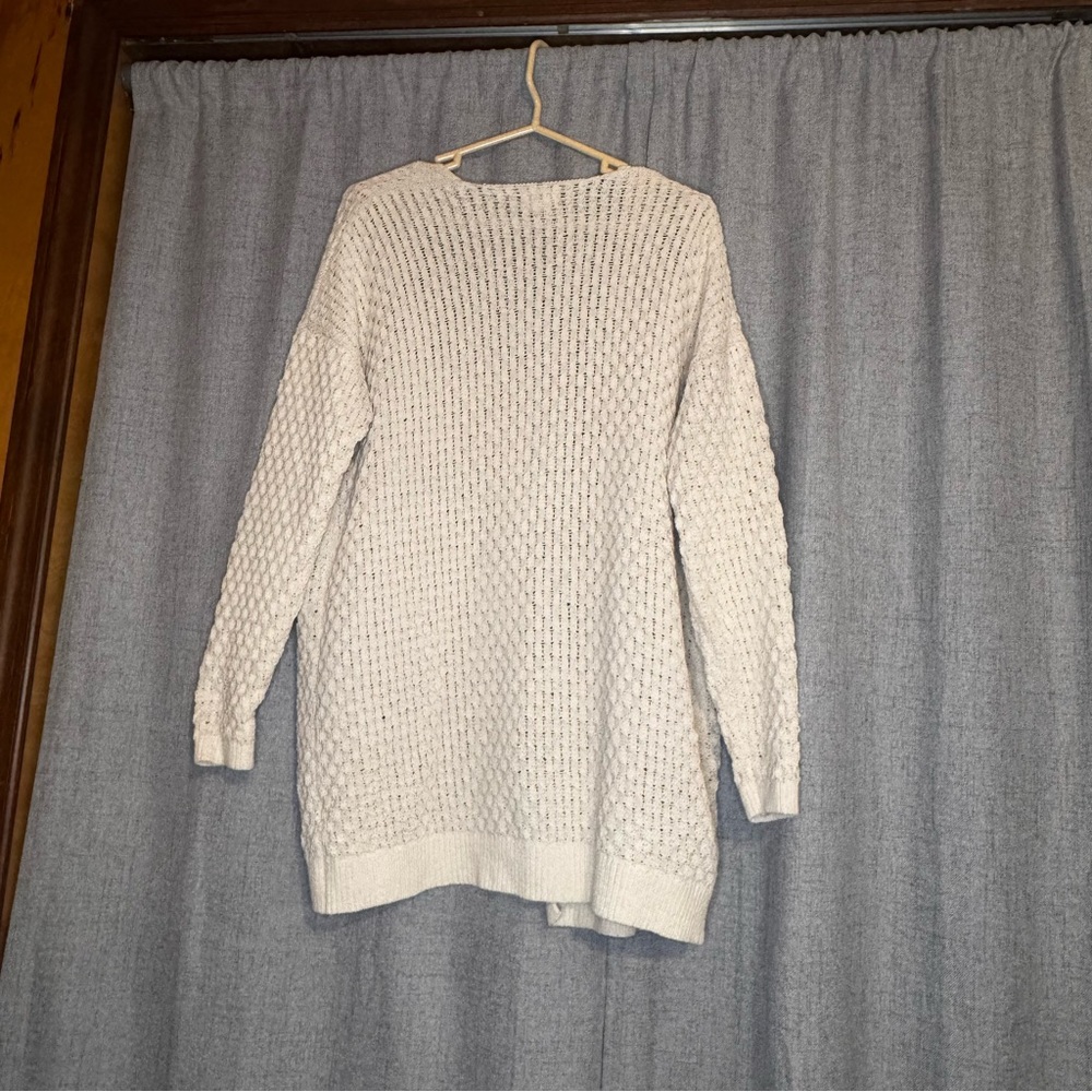 Anthro Atelier Nicole Miller Cardigan XL Cream Open Knit Boho Lightweight - Picture 3 of 6